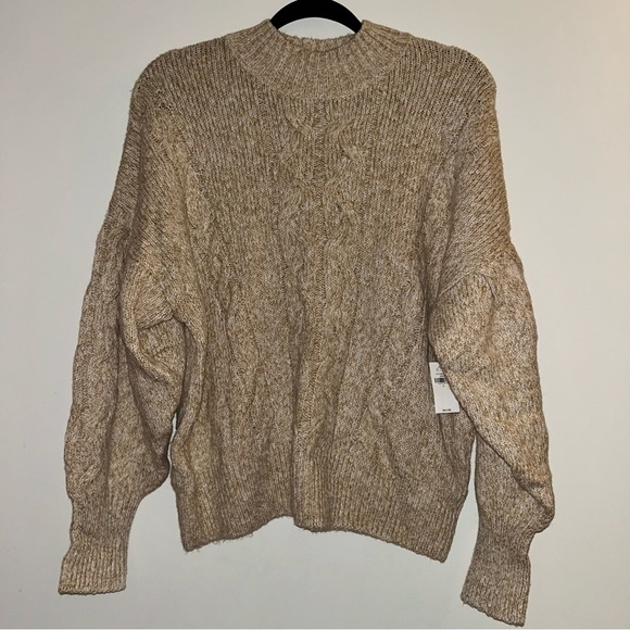 Old Navy Sweaters - Old Navy Women’s Beige Heathered Mock Neck Knit Pullover Sweater Large NWT
